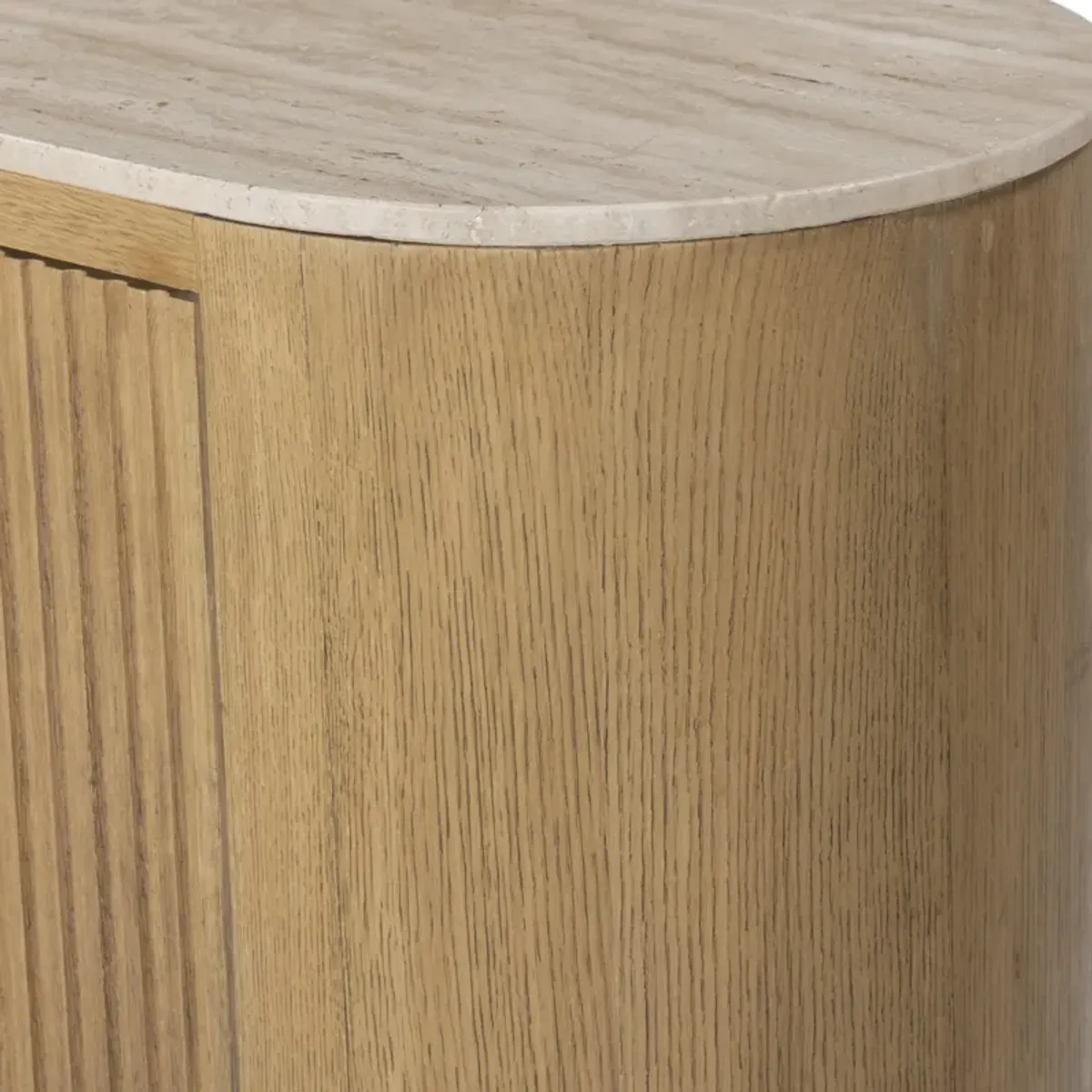 Sorelle Travertine Top Media Console - Natural Light Oak - Brown