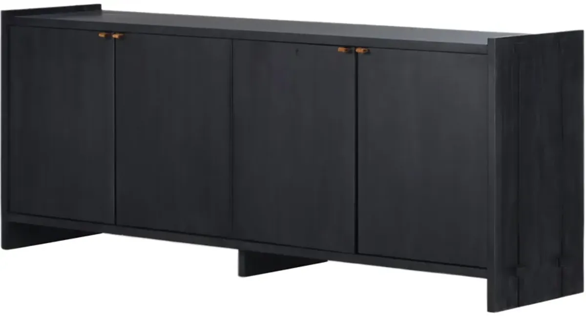 Porter 4-Door Leather Sideboard, Black Wash Poplar