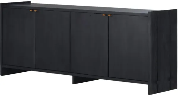 Porter 4-Door Leather Sideboard, Black Wash Poplar
