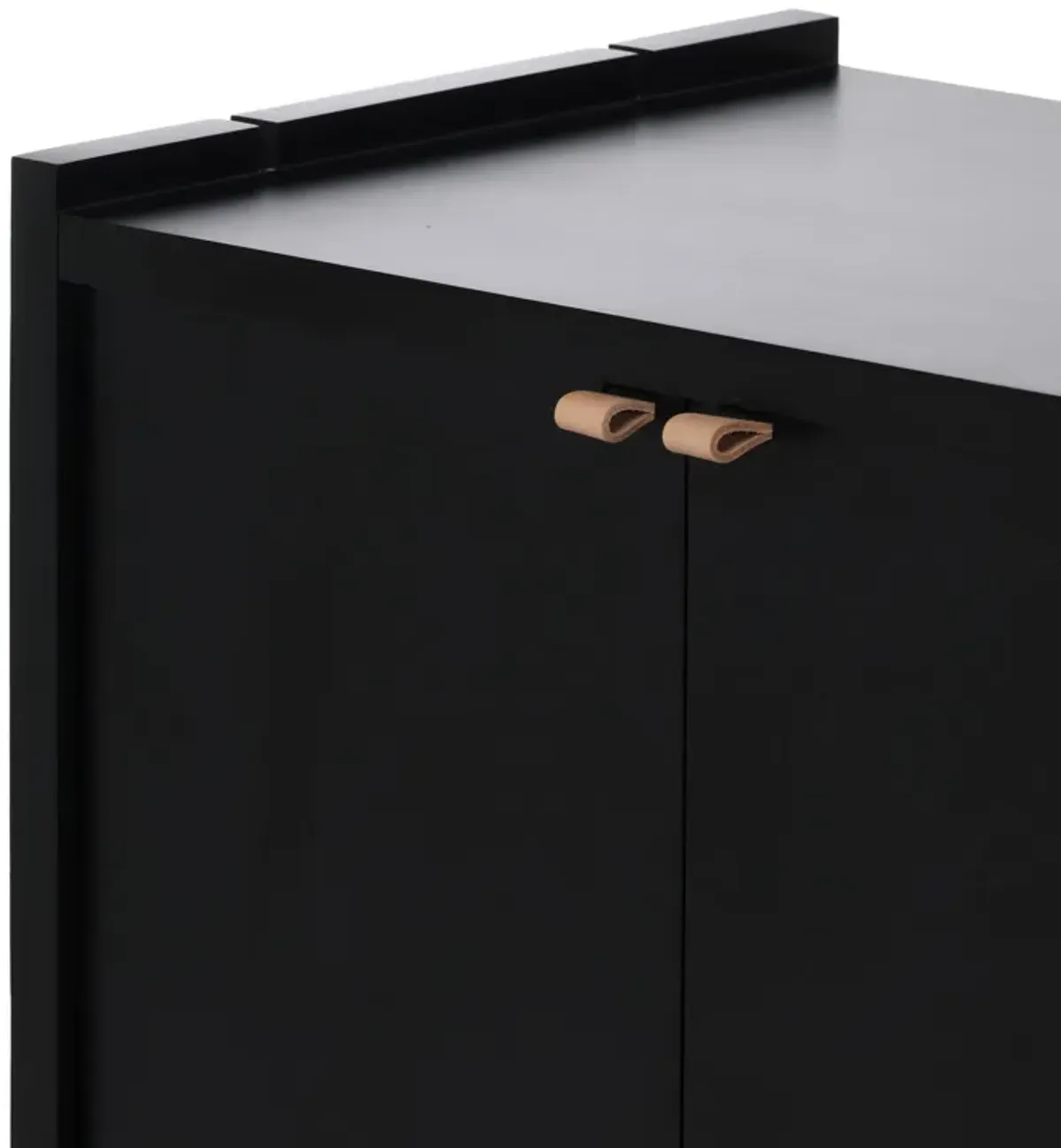 Porter Leather Media Console - Black Wash Poplar