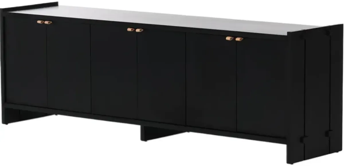 Porter Leather Media Console - Black Wash Poplar