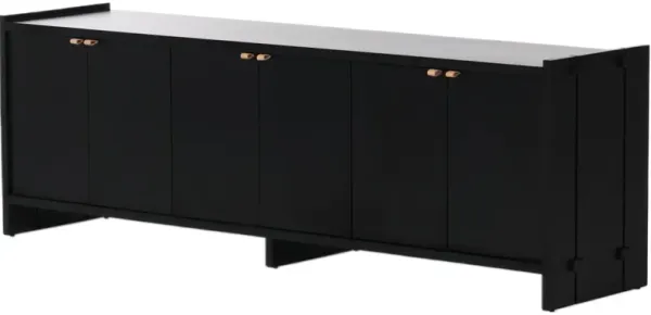 Porter Leather Media Console - Black Wash Poplar
