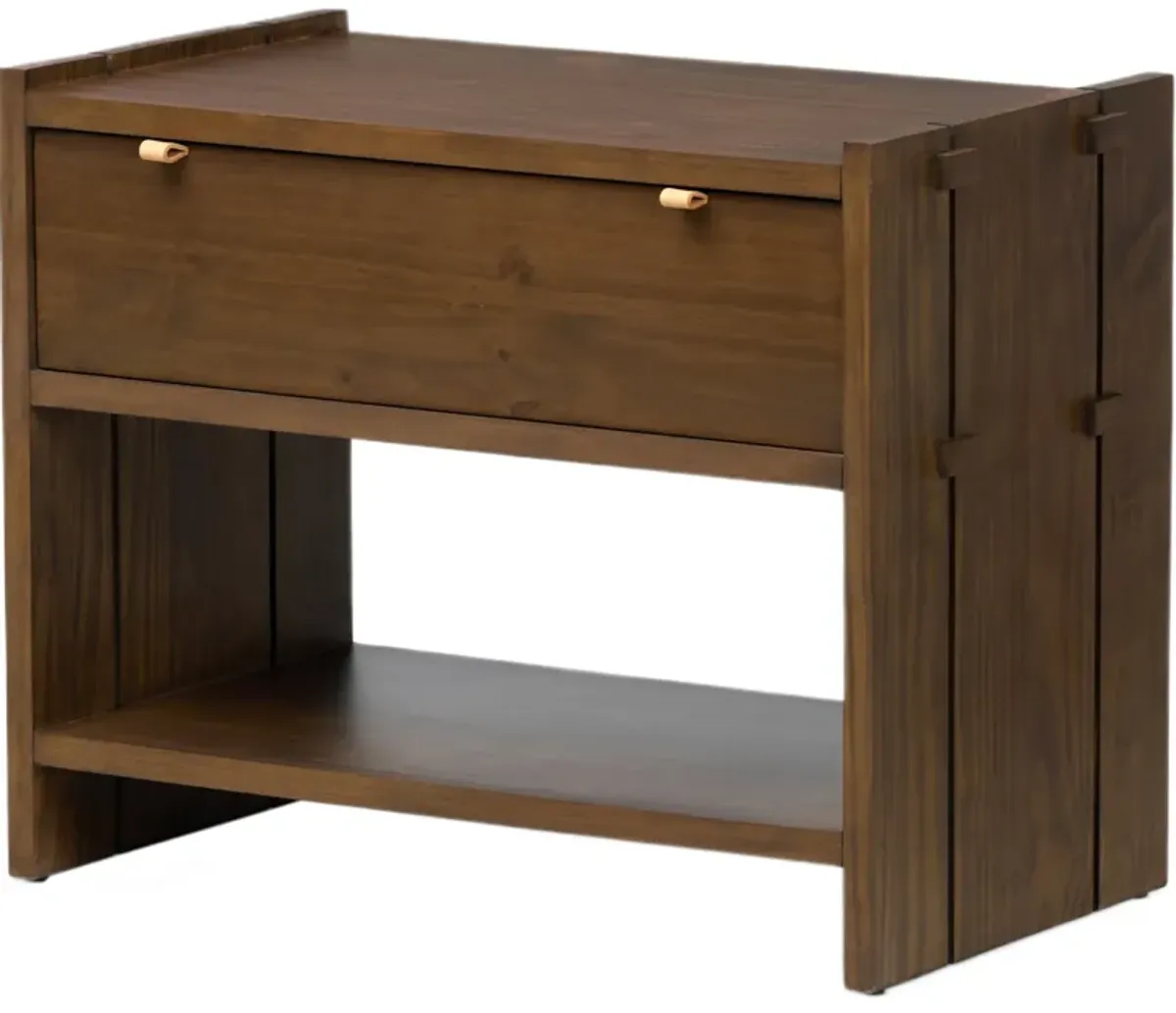 Porter Nightstand - Tawny Pine - Leather