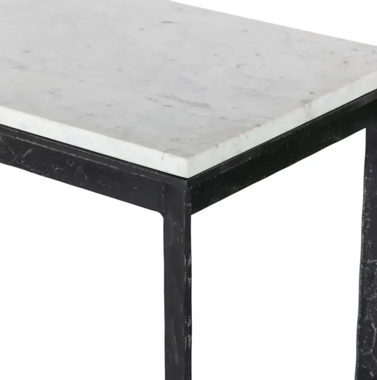 Oakley Console Table - White Marble/Hammered Black Iron