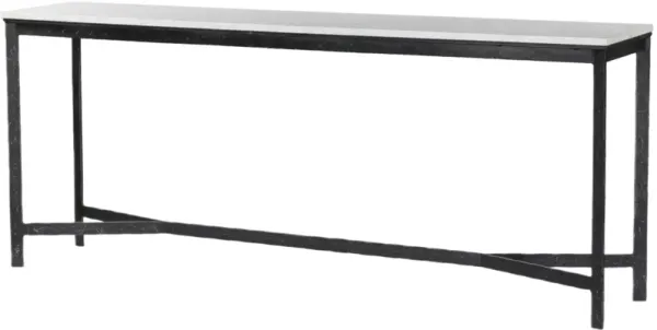 Oakley Console Table, White Marble/Hammered Black Iron