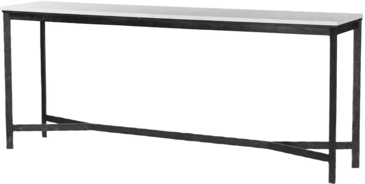 Oakley Console Table - White Marble/Hammered Black Iron