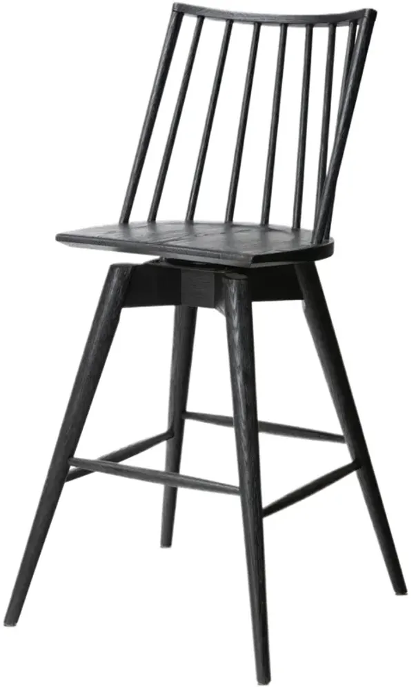 Brody Swivel Bar Stool, Black Oak