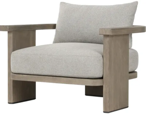 India Outdoor Teak Linen Lounge Chair - Gray