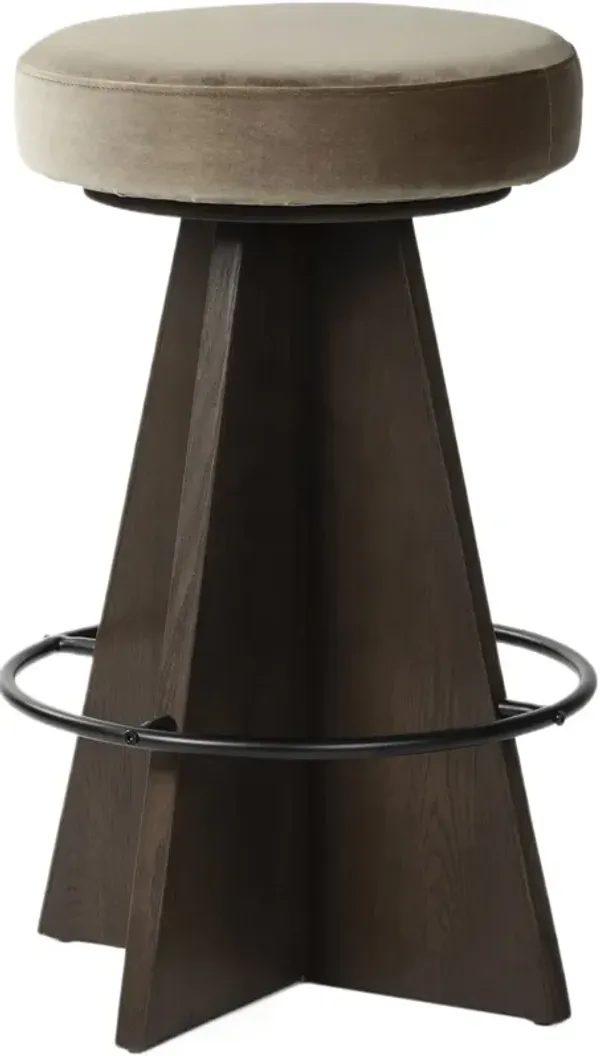 Solmere Swivel Counter Stool - Sapphire Khaki Velvet