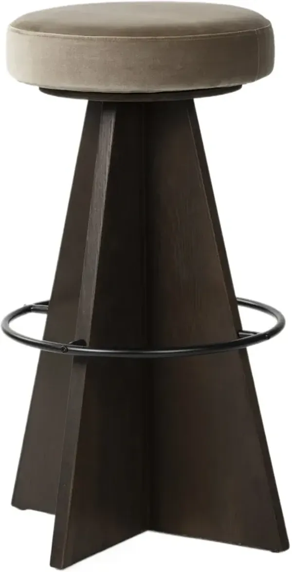 Solmere Swivel Bar Stool - Sapphire Khaki Velvet - Beige