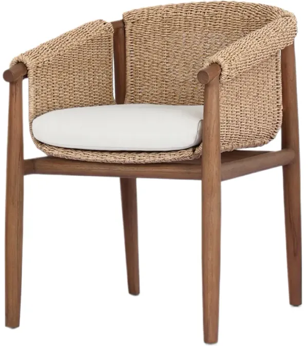 Calanna Outdoor Teak Dining Chair, Arashi Salt/Natural Hyacinth