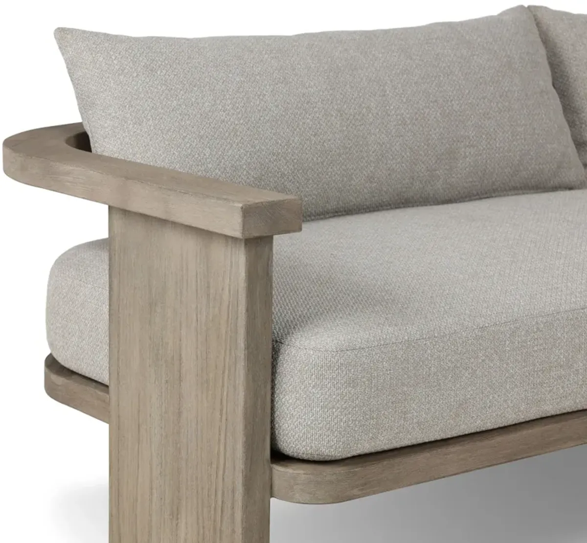 India 96" Outdoor Teak Sofa, Hayes Fog