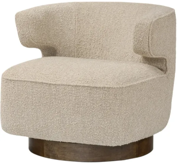 Lunair Textured Linen Swivel Chair, Berber Oatmeal