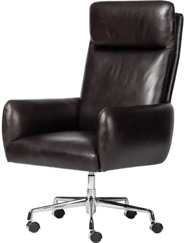 Emelisse Leather Desk Chair, Sonoma Black