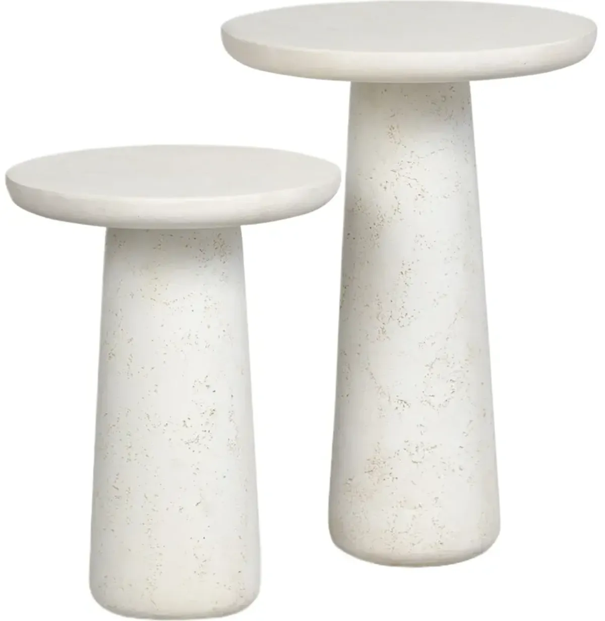 Set of 2 Ravienne Outdoor Nesting End Tables - Aged White Concrete