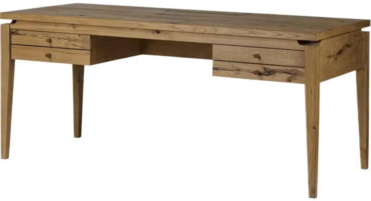 Norewyn 4-Drawer Desk - Warm Natural Oak - Brown