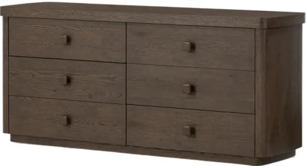 Maressa 6-Drawer Dresser, Rustic Brown Oak