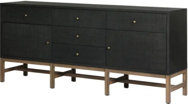 Pasco Painted Raffia 5-Drawer / 2-Door Sideboard - Brown