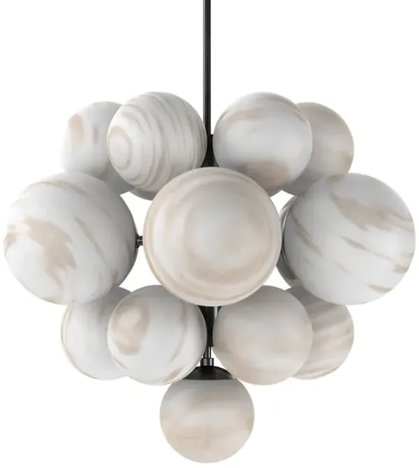 Zephria Hand-Blown Glass Globe Chandelier - Black