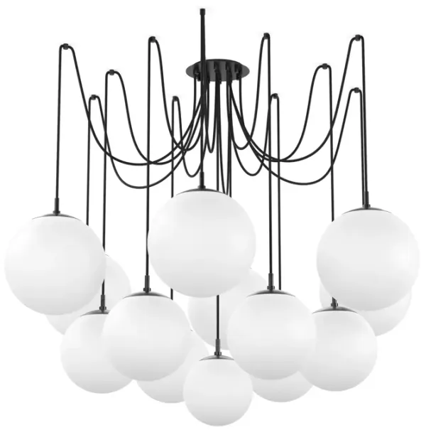 Leon Hand-Blown Glass Multi-Globe Chandelier - Black