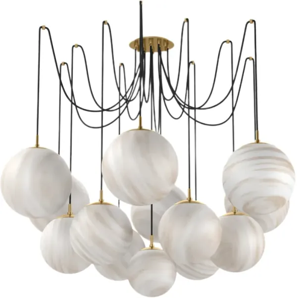 Leon Hand-Blown Glass Multi-Globe Chandelier - Gold