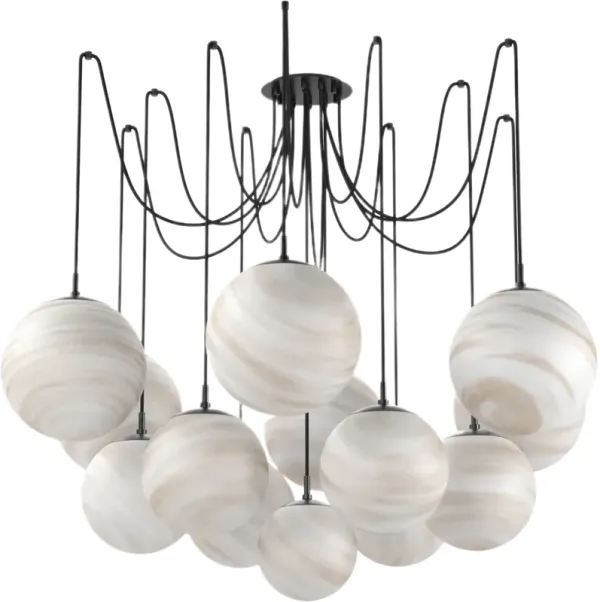 Leon Hand-Blown Glass Multi-Globe Chandelier - Black