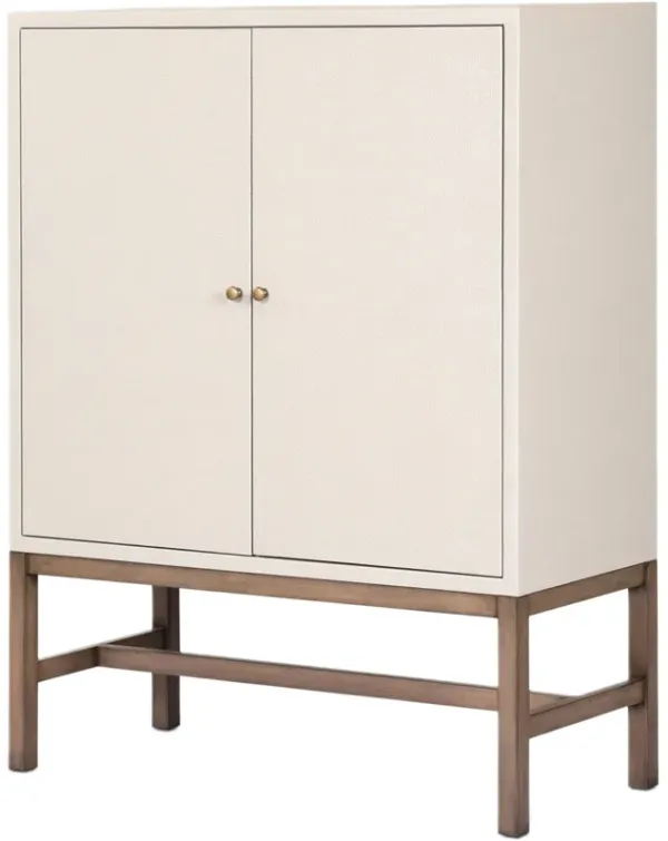 Pasco Painted Raffia Bar Cabinet - Brown