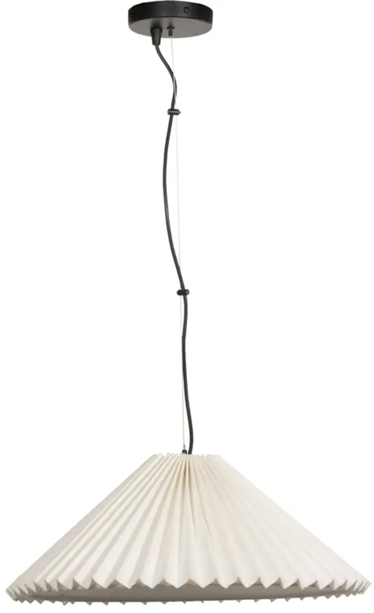 Caelix Pleated Shade Pendant - Cream Cotton - Black