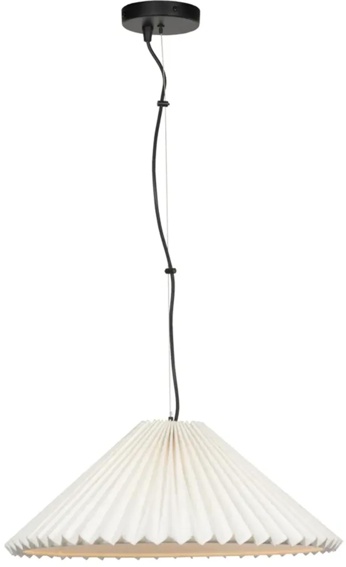 Caelix Pleated Shade Pendant - Cream Cotton - Black