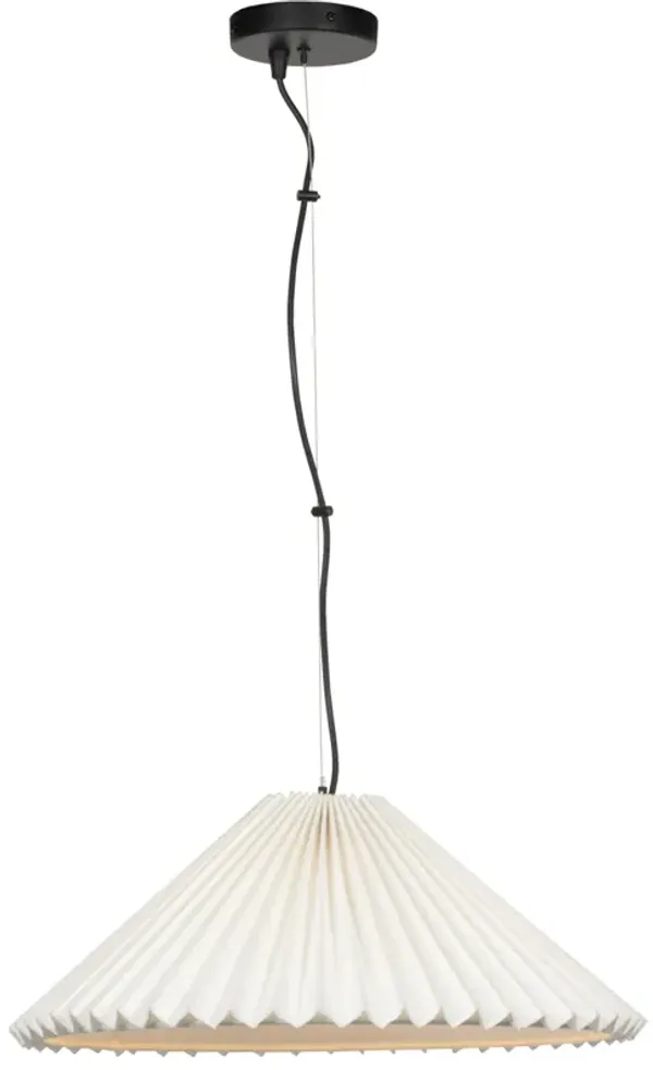 Caelix Pleated Shade Pendant - Cream Cotton - Black