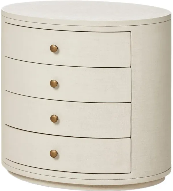 Zoryn 4-Drawer Painted Linen Oval Nightstand