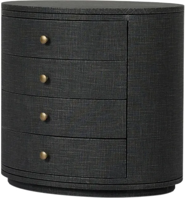 Zoryn 4-Drawer Painted Linen Oval Nightstand