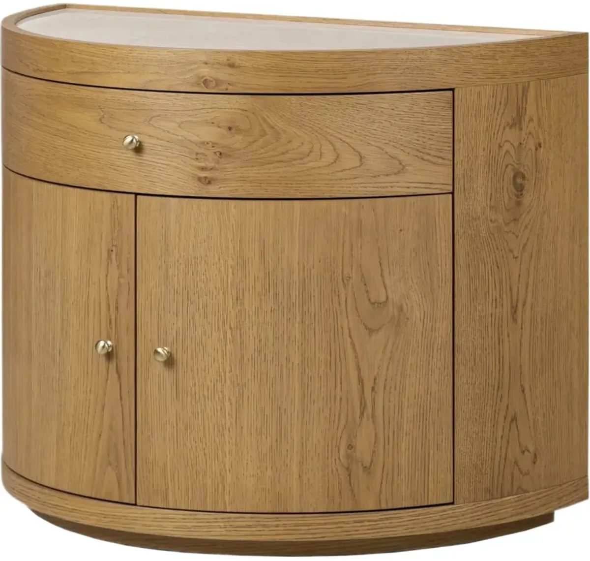 Eltrix Demilune Marble Top Nightstand - Cream/Dusted Oak