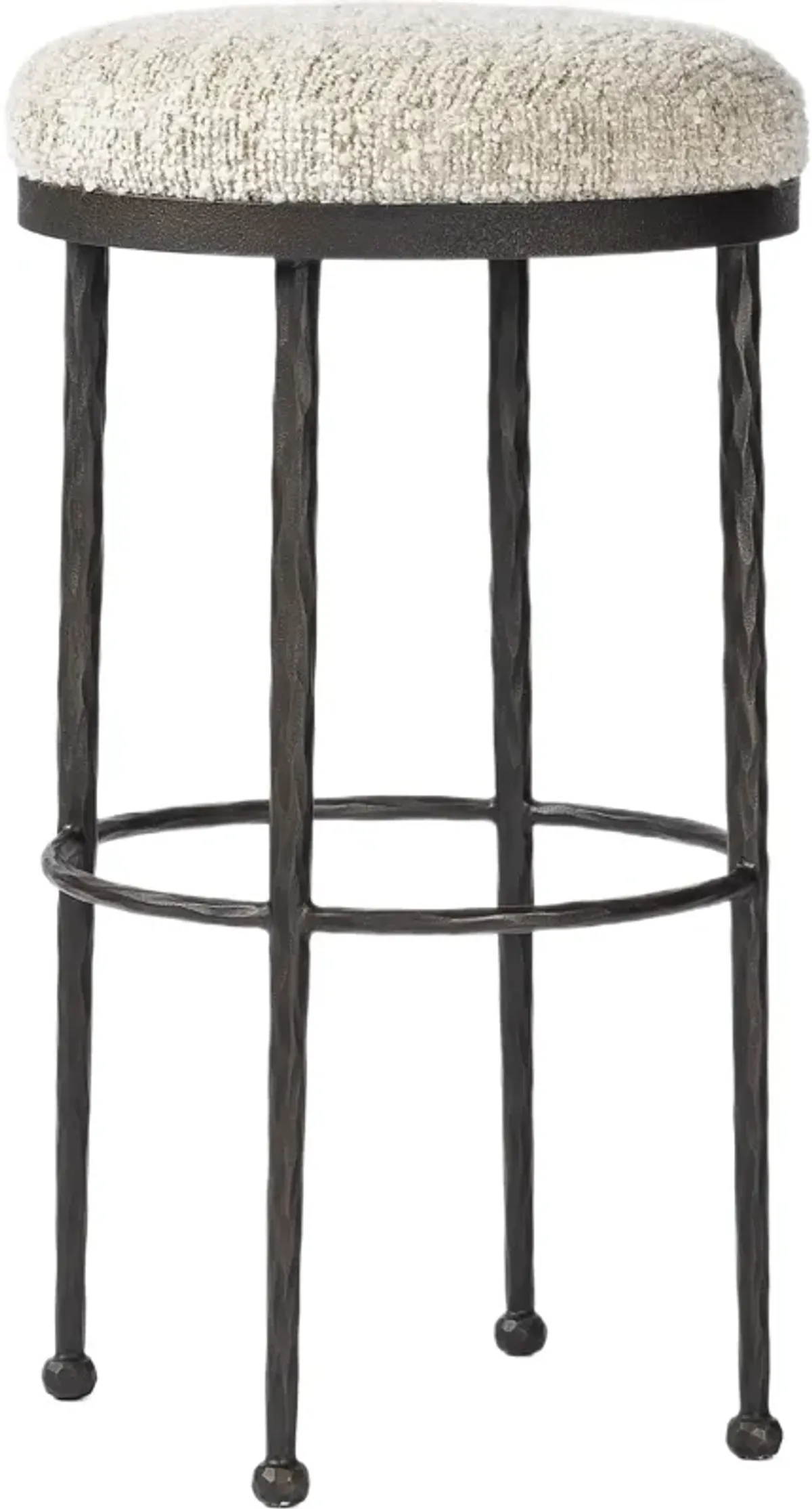 Zelith Iron Bar Stool - Ivan Stone Boucle - Gray