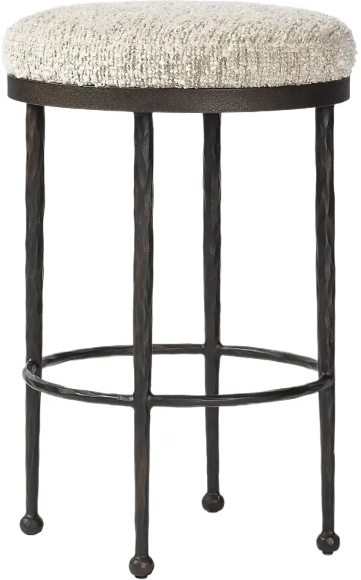 Zelith Iron Counter Stool - Ivan Stone Boucle