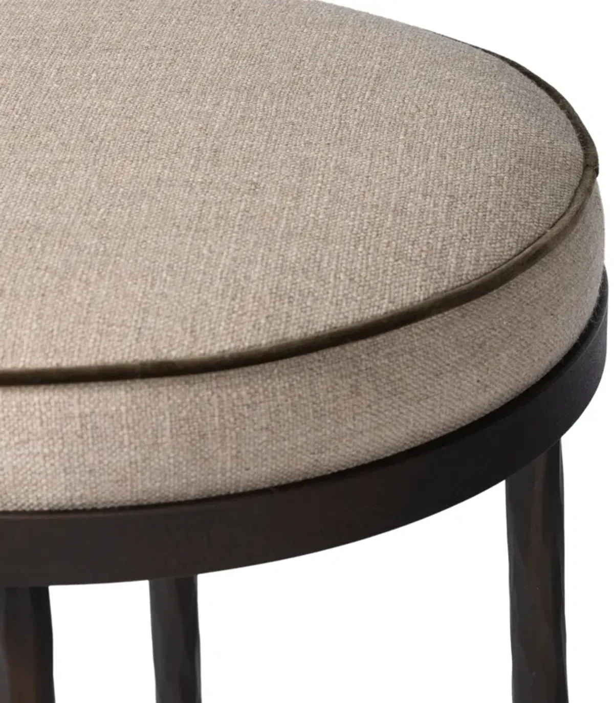 Zelith Iron Bar Stool - Alcala Taupe Linen - Brown