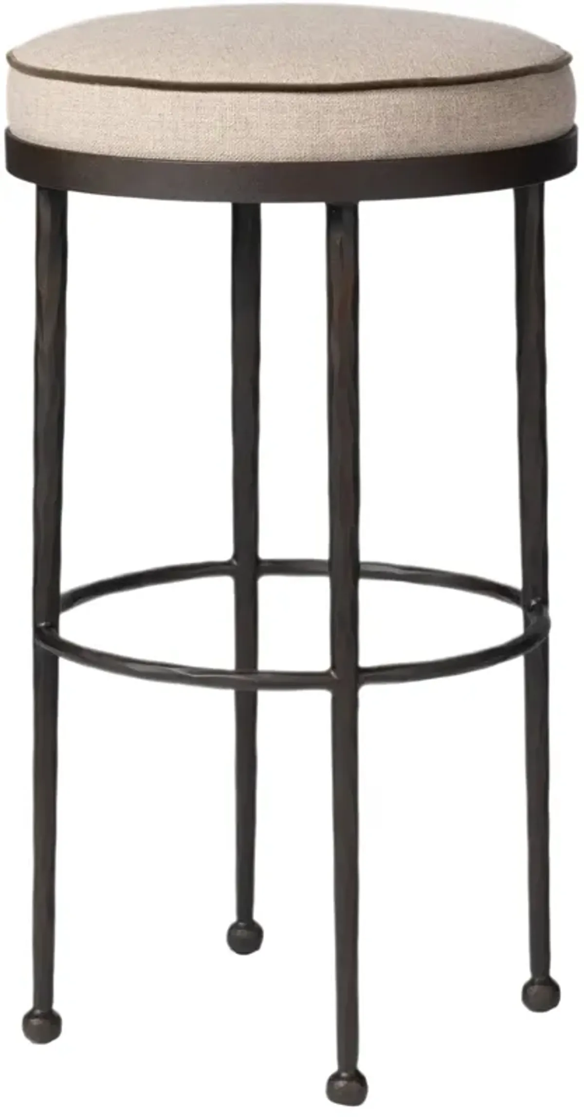 Zelith Iron Bar Stool - Alcala Taupe Linen - Brown