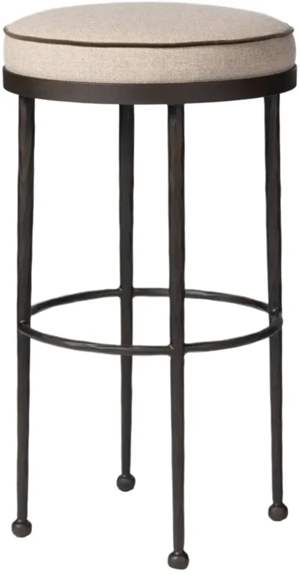 Zelith Iron Bar Stool - Alcala Taupe Linen - Brown