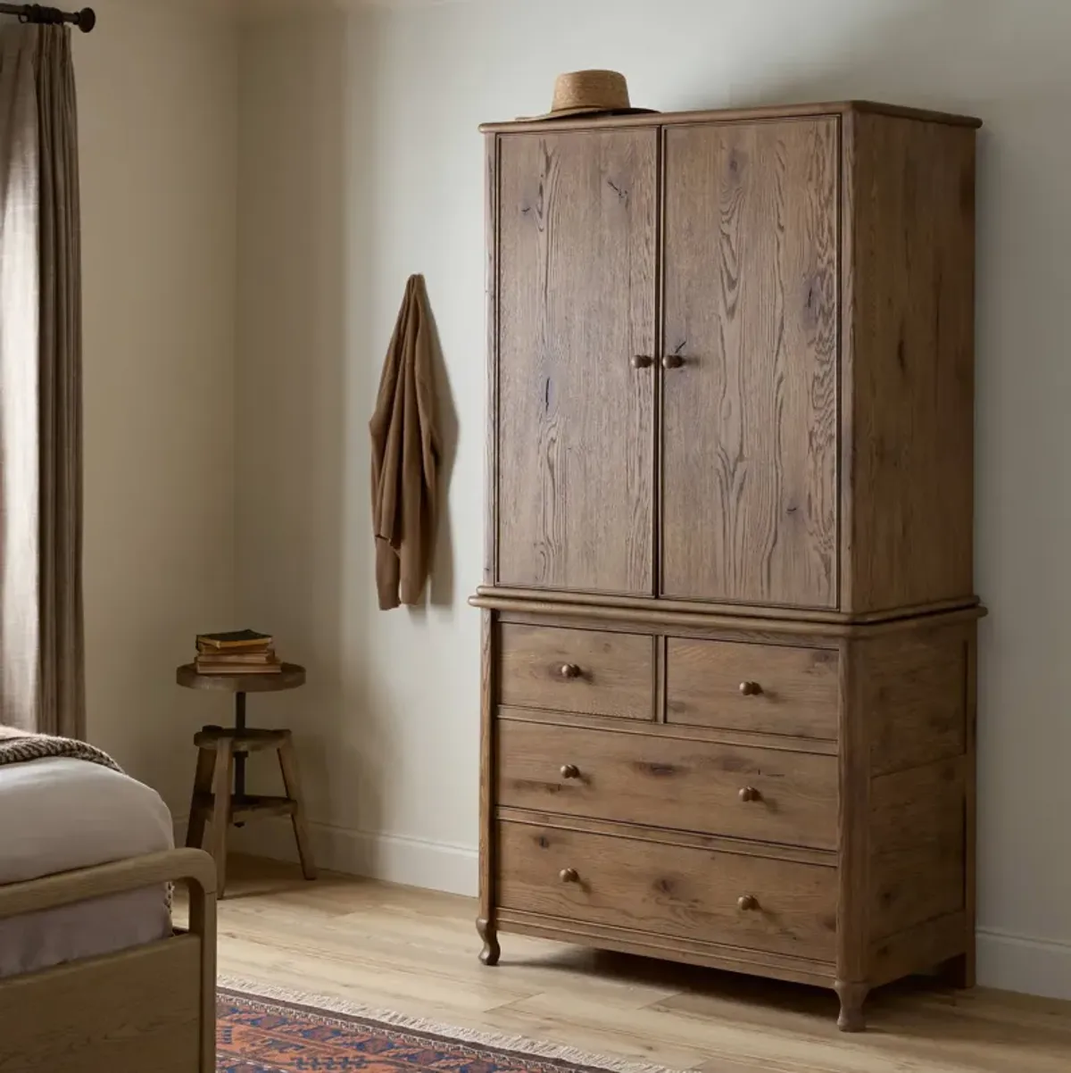 Lorvyn Armoire - Weathered Oak - Brown