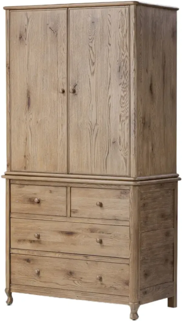 Lorvyn Armoire - Weathered Oak - Brown