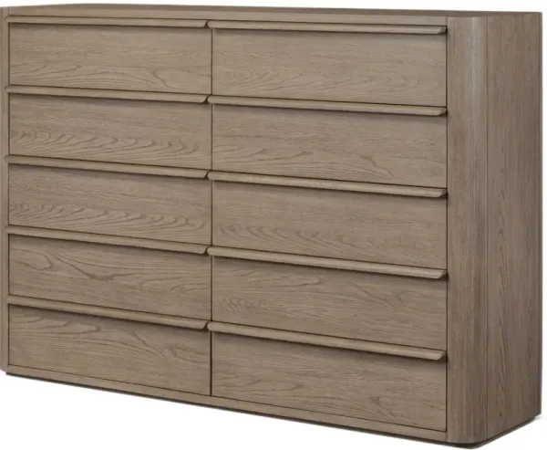 Venyx 10-Drawer Dresser - Natural Flat Oak - Brown