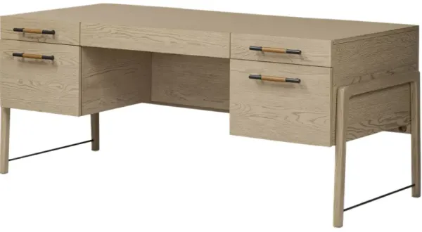 Jeremiah Leather Executive Desk - Brown