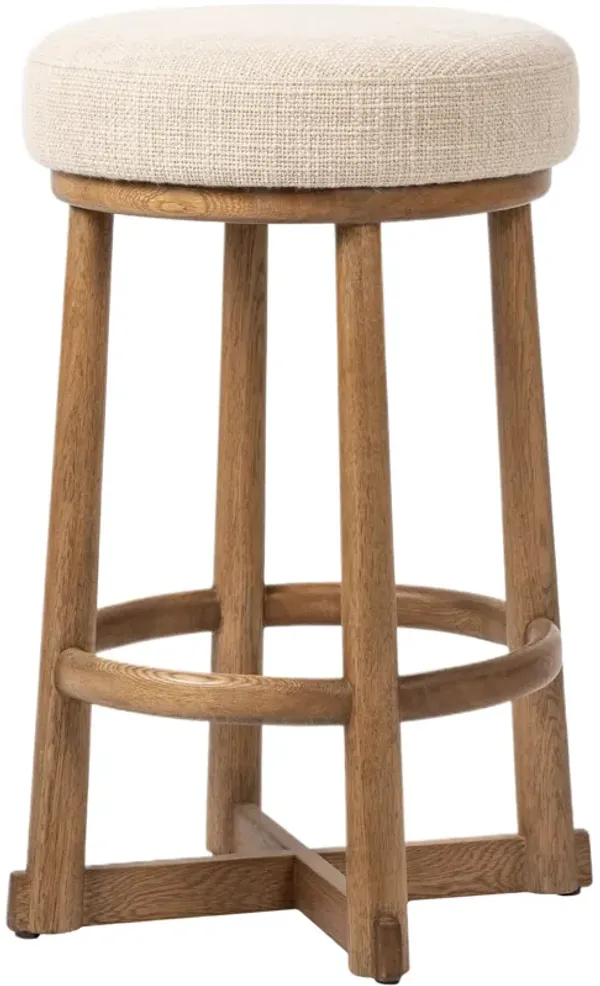 Xedra Swivel Counter Stool - Saxon Sand Wool Basketweave