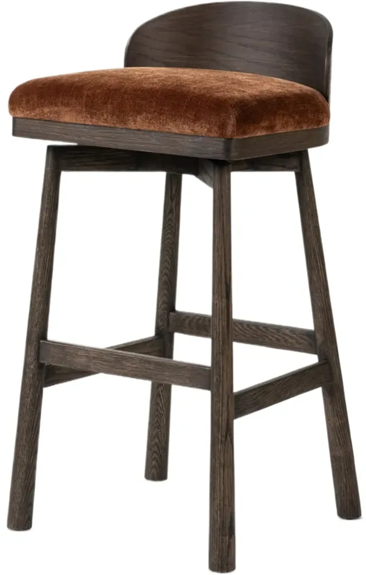 Aunex Chenille Swivel Bar Stool, Altair Sienna