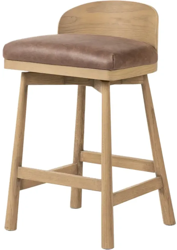 Aunex Swivel Leather Counter Stool - Palermo Cigar
