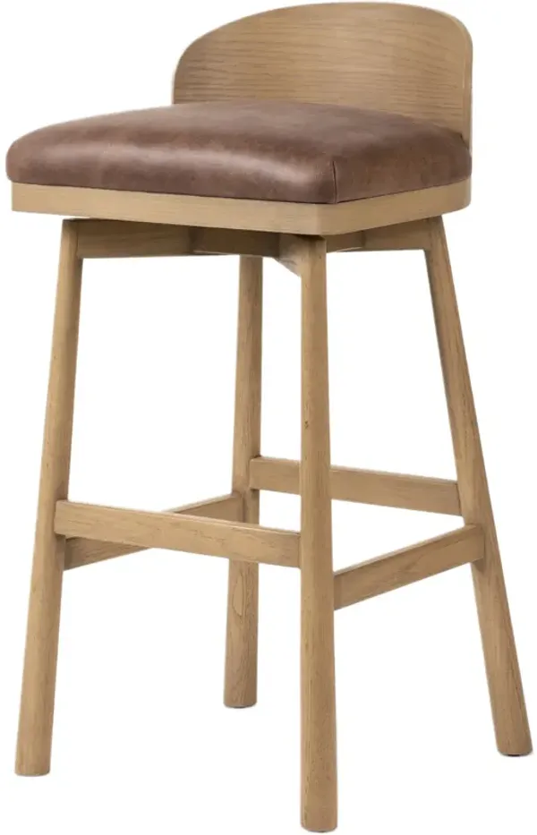 Aunex Swivel Leather Bar Stool, Palermo Cigar