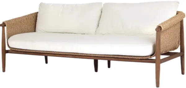 Calanna 76" Outdoor Teak Sofa, Arashi Salt/Natural Hyacinth