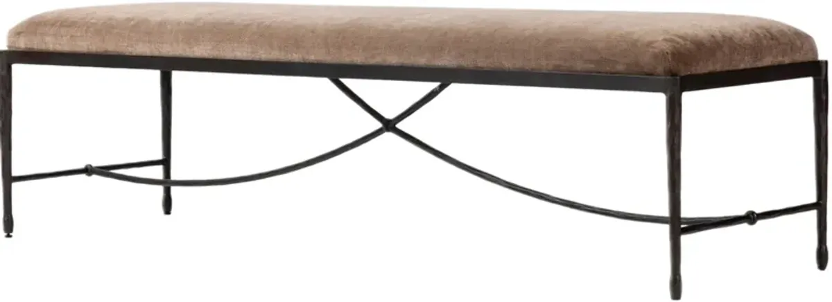 Artrix Chenille Accent Bench - Altair Mushroom - Brown