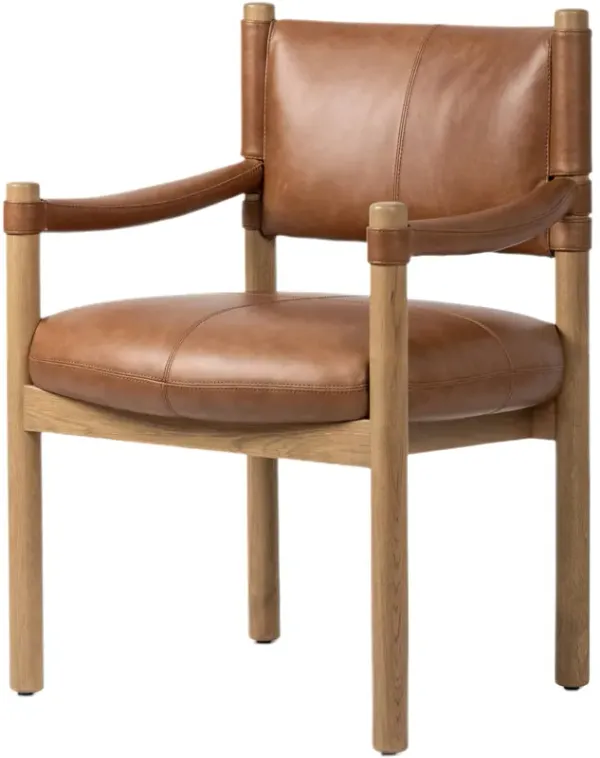 Cyxelle Leather Dining Armchair, Sonoma Chestnut