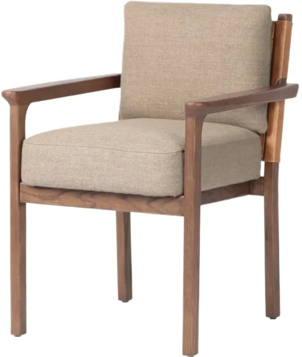 Bexleigh Leather-Back Dining Armchair, Alcala Taupe Linen